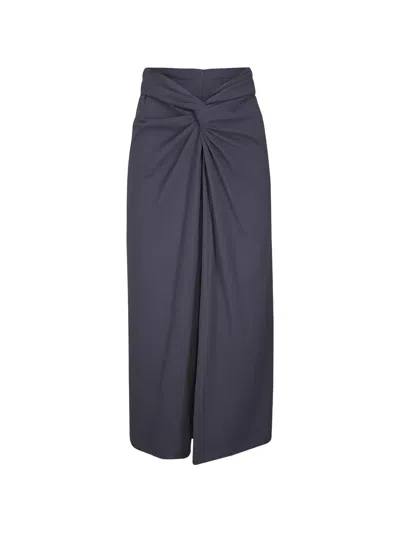 Vince Twist-detail Draped Skirt In Gray