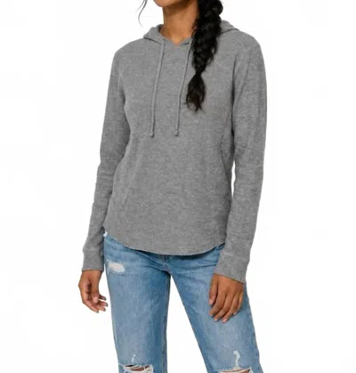 Vince Ultra Soft Ribbed Hoodie In Grey 080 In Gray