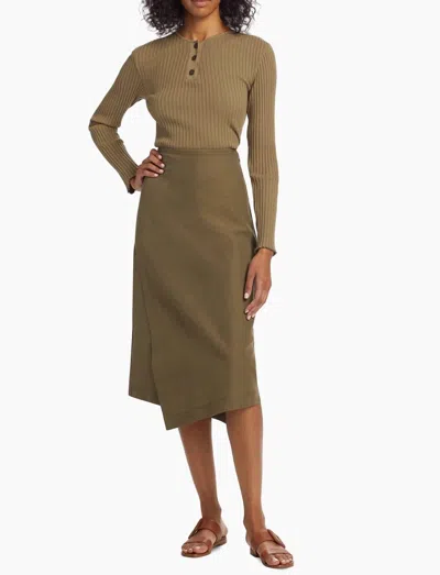 Vince Utility Panelled Wrap Asymmetric Skirt In Washed Vine In Green