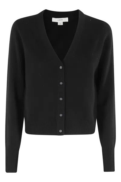 Vince V Button Cardigan In Black