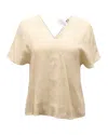 Vince V-neck Blouse In Ivory Viscose In White