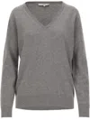 Vince V-neck Cashmere Pullover With Ribbed Edges In Gray