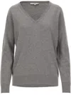 Vince V-neck Cashmere Pullover With Ribbed Edges In Gray