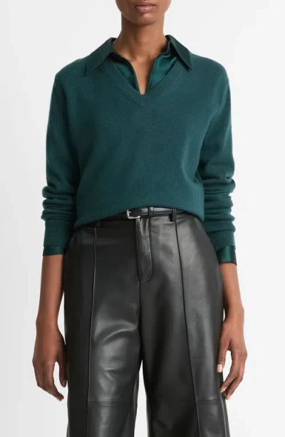 Vince V-neck Cashmere Sweater In Juniper