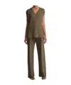 Vince Wool-cashmere Houndstooth V-neck Vest In Green