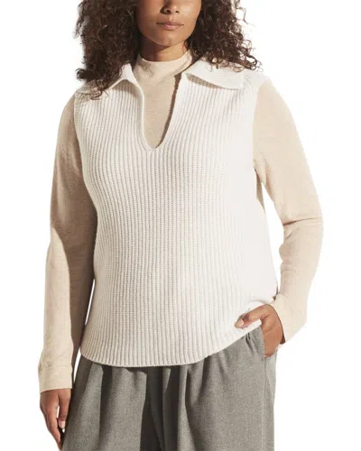 Vince V-neck Collared Wool & Cashmere-blend Vest In White