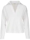Vince Womens Split Neck Long Sleeve Pullover Top In White