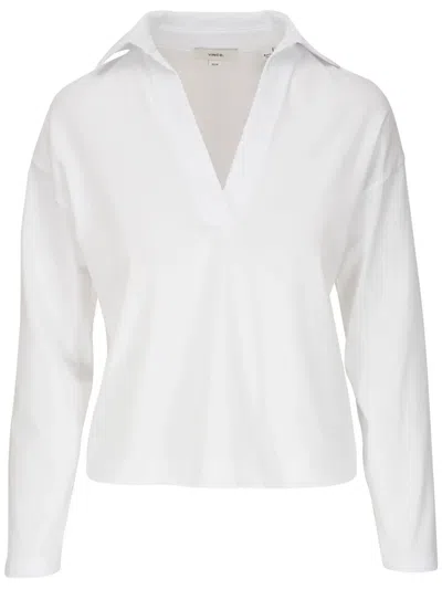 Vince V-neck Cotton Top In White