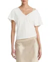 Vince V Neck Flutter Sleeve Tee In White