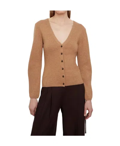 Vince V-neck Knitted Cardigan In Brown