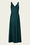Shop Vince V-neck Maxi Slip Dress In Jade Lake