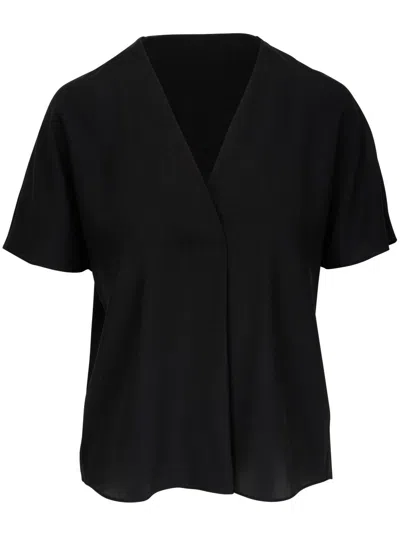Vince V-neck Pleat-detailing Blouse In Black