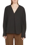 Vince Shaped V-neck Popover Top In Black