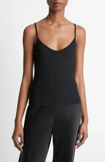 Vince V-neck Rib Camisole In Black