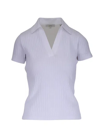 Vince V-neck Ribbed T-shirt In White