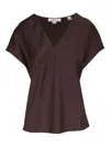 Vince V-neck Short-sleeves Top In Brown