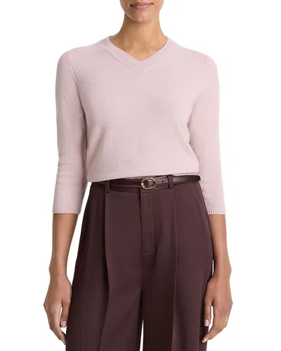 Vince V Neck Sweater In Pink