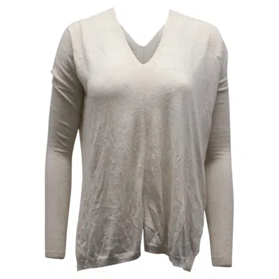 Pre-owned Vince V Neck Sweater In Cream Wool In White