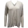 Vince V Neck Sweater In Cream Wool In White