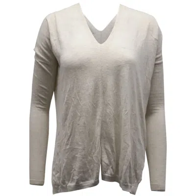 Vince V Neck Sweater In Cream Wool In White