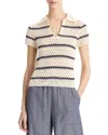 Vince Macrame Stripe Henley In Off White Combo In Off White