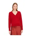 Vince Wool Blend V Neck Sweater In Red