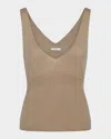 Vince V-neck Wool-cashmere Tank Top In Dark Vanille