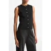 Vince Variegated Rib Sleeveless Cotton Sweater In Black