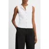 Vince Variegated Rib Sleeveless Cotton Sweater In White