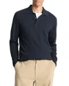 Vince Variegated Texture Long Sleeve Polo In Blue