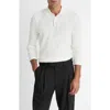 Vince Variegated Texture Long Sleeve Polo In Gold