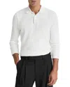 Vince Variegated Texture Long Sleeve Polo In White