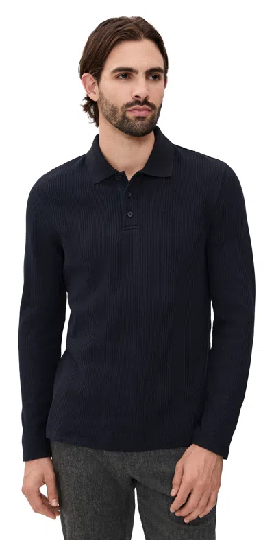 Vince Variegated Texture Polo Coastal In Black