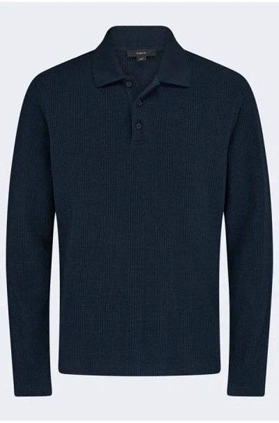 Vince Variegated Texture Polo In Coastal In Blue