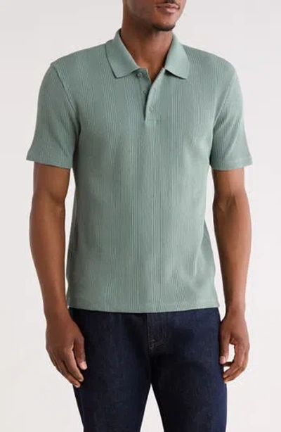 Vince Variegated Waffle Polo In Patina