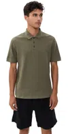 Vince Varigated Texture Polo Dome In Green