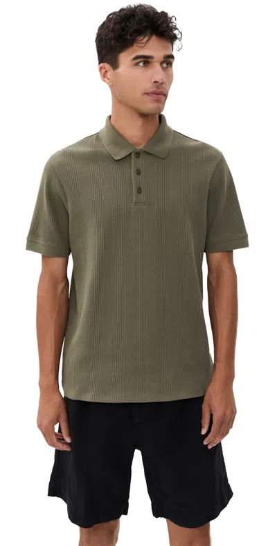 Vince Varigated Texture Polo Dome In Green