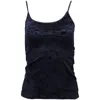 Vince Velvet Camisole In Navy Blue Polyamide In Blue