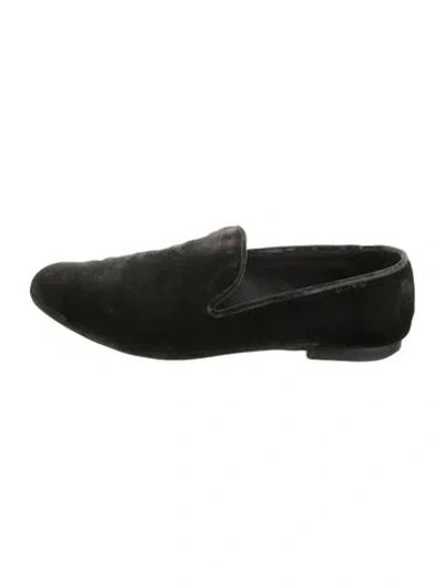 Pre-owned Vince Velvet Loafers In Black