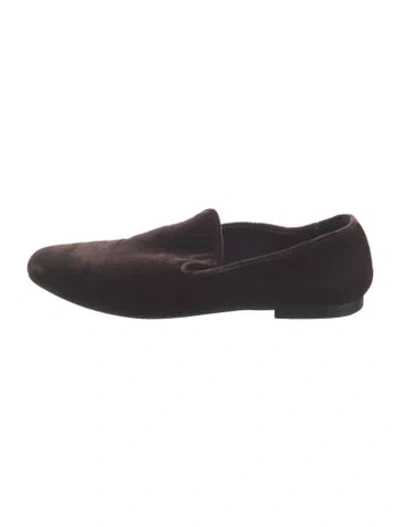 Pre-owned Vince Velvet Loafers In Brown