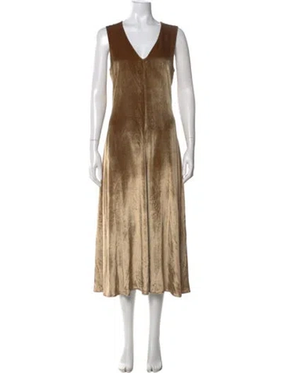 Pre-owned Vince Velvet Long Dress In Gold
