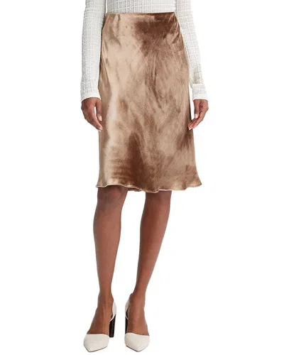 Vince Velvet Short Silk-blend Slip Skirt In Brown