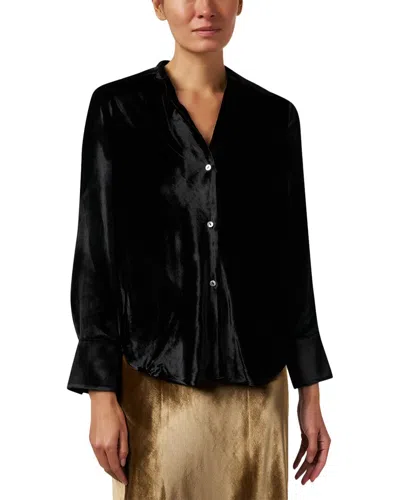 Vince Long-sleeve Velvet Shirt In Black