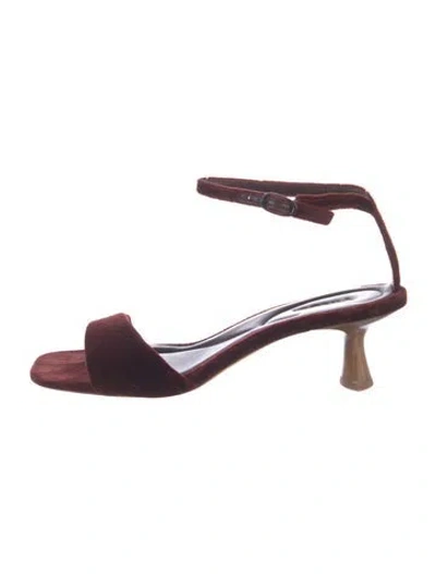 Pre-owned Vince Velvet Slingback Sandals In Burgundy