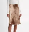 VINCE VELVET SLIP SKIRT IN GOLD