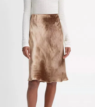 Vince Short Silk-blend Slip Skirt In Brown