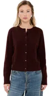 Vince Velvet Trim Wool-cashmere Cardigan In Black Rose
