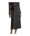 Vince Velvet-trim Side-slit Midi Skirt In Black