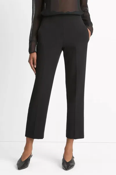 VINCE VELVET-TRIM PULL-ON PANTS IN BLACK