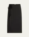 Vince Velvet-trim Side-slit Midi Skirt In Black